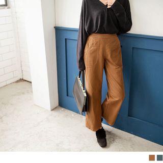 Elasticized Waist Wide-leg Pants