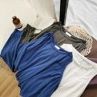 Plain Cold-shoulder Long-sleeve T-shirt