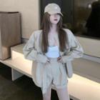Button Jacket / High-waist Shorts / Belt