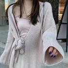 Plain Camisole Top / Knotted Knit Cardigan / Wide-leg Pants