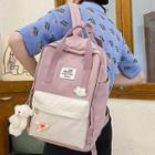 Two-tone Panel Zip Backpack / Bag Charm