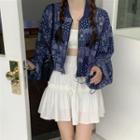 Print Crop Jacket / Frilled Skirt