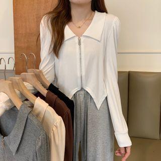 Zip Polo Knit Top