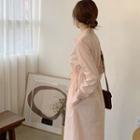 Drawstring-waist Monotone Shirtdress Light Pink - One Size
