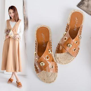 Eyelet Slide Sandals