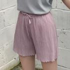 Crinkled Drawstring Chiffon Shorts