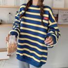 Fleece-lined Striped Sweatshirt / Bandeau Top