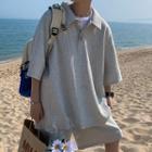 Short-sleeve Half-zip Polo Shirt / Shorts / Set