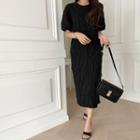 Crinkled H-line Long Dress