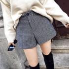 Color-block Plaid High-waist A-line Shorts