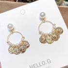 Faux Pearl Alloy Disc Fringed Earring 1 Pair - As Shown In Figure - One Size