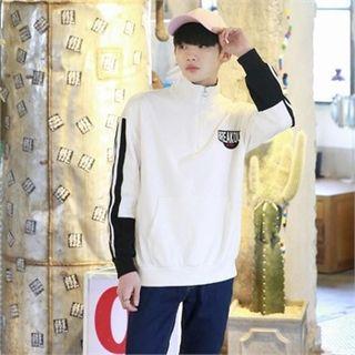 Couple Zipped-neck Striped Pullover
