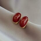 Glaze Alloy Earring 1 Pair - Gold & Dark Red - One Size