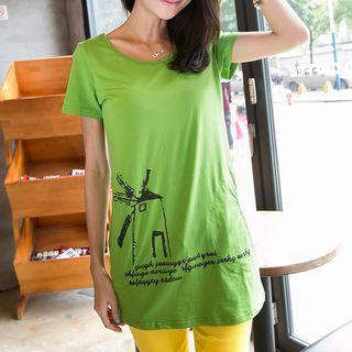 Printed Short Sleeve Long T-shirt
