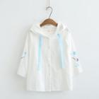 Hooded Crane Embroidered Shirt White - One Size