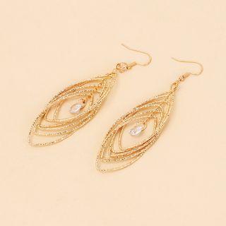 Cz Hollow Leaf Drop Earring