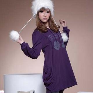 Hooded Long Sleeve Print Top