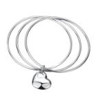 925 Silver Plated Elegant Heart Bangle Silver - One Size