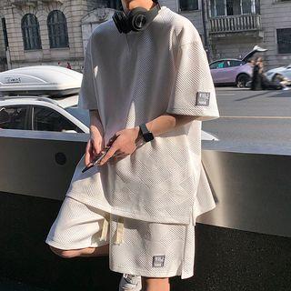 Set: Short-sleeve Crew Neck T-shirt + Wide Leg Sweatshorts