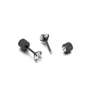 Simple And Exquisite Plated Black Geometric Cubic Zirconia 316l Stainless Steel Stud Earrings Black - One Size