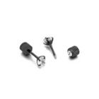 Simple And Exquisite Plated Black Geometric Cubic Zirconia 316l Stainless Steel Stud Earrings Black - One Size