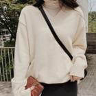 Sweater / Midi A-line Skirt Mock-turtleneck Long-sleeve Top