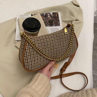 Houndstooth Chained Crossbody Bag