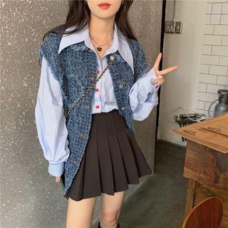 Frayed Denim Vest / Long-sleeve Shirt