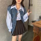 Frayed Denim Vest / Long-sleeve Shirt