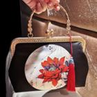 Flower Print Clutch Red Lotus - Black - One Size