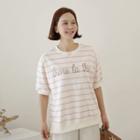 Short-sleeve Stripe Sweatshirt