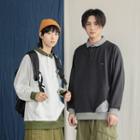 Couple Matching Embroidered Collared Pullover