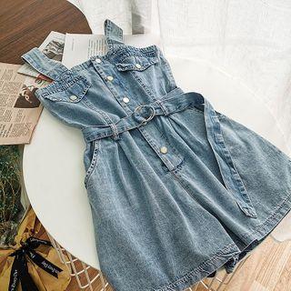 Denim High-waist Wide-leg Playsuit