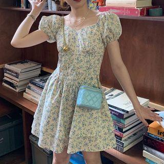 Short-sleeve Floral Dress / Short-sleeve Floral Midi Dress