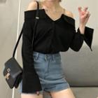Cold-shoulder Long-sleeve Blouse