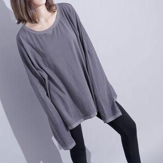 Long Sleeve Drop Shoulder Loose Fit T-shirt