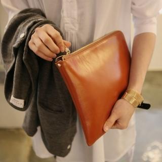 Faux-leather Zip Clutch