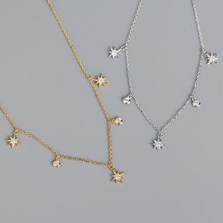 Rhinestone Star Sterling Silver Necklace