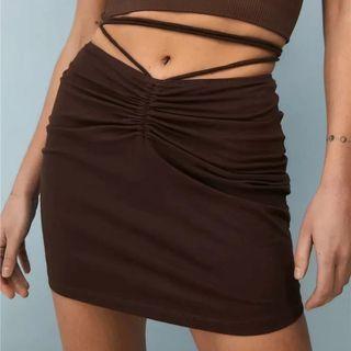 Tie-strap Mini Pencil Skirt