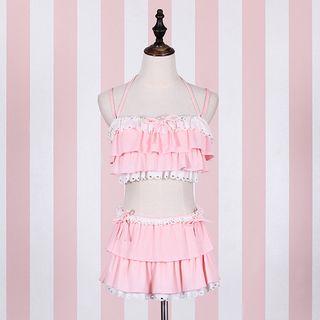 Set: Ruffled Bikini Top + Swim Skirt