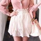Band-waist Crinkled Chiffon Miniskirt
