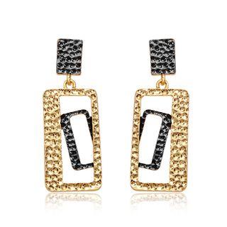 Individual Black And Yellow Rectangular Earrings