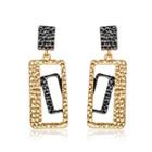 Individual Black And Yellow Rectangular Earrings