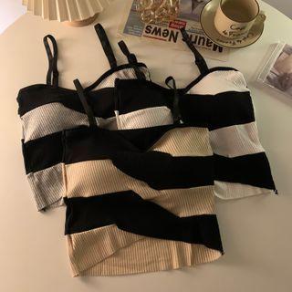 Striped Padded Cropped Camisole Top