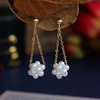 Faux Pearl Sterling Silver Dangle Earring 1 Pair - Gold - One Size