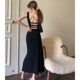 Open-back Midi Tank Dress Black - One Size