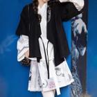 Traditional Set: Long-sleeve Plain Top + Embroidered Jacket + Pleated Wrap Skirt
