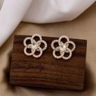Rhinestone Faux Pearl Flower Earring E3187 - As Shown In Figure - One Size