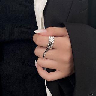 Set Of 2: Irregular Alloy Open Ring (various Designs) Set Of 2 - Silver - One Size