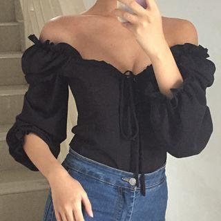 Frill Trim Drawstring Blouse